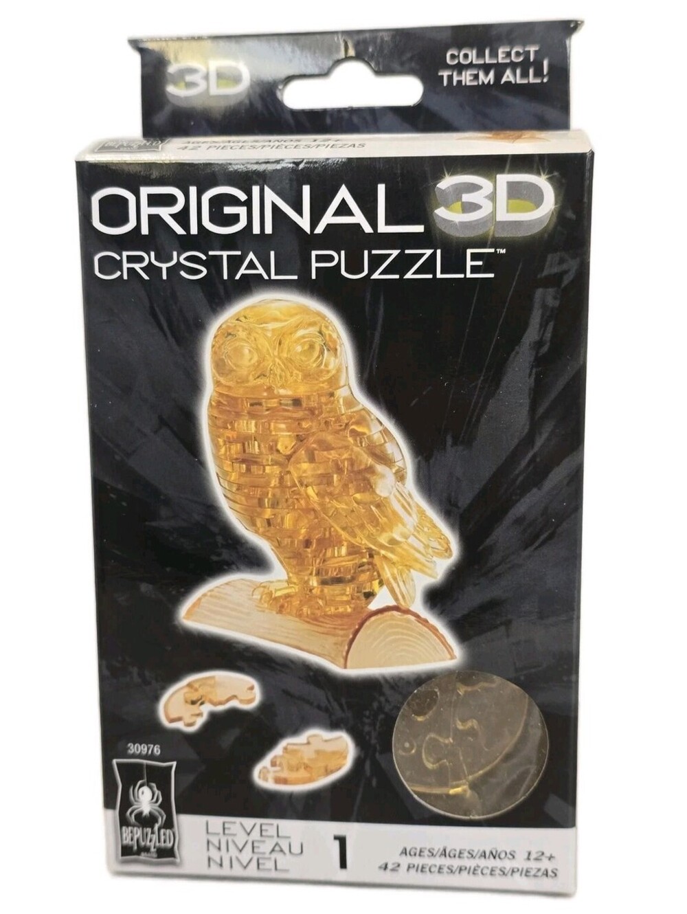BePuzzled Original 3D Crystal Puzzle - Owl, 42 Pieces, Level 1 Stocking Stuffer